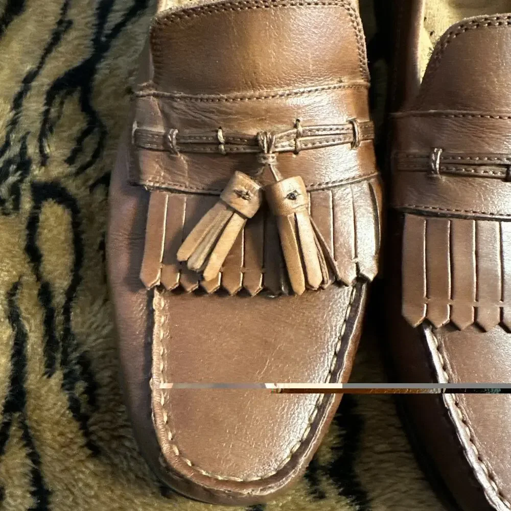 Dockers Men's Shoes 11 M Brown Sinclair Leather Dress Kiltie Tassel Loafers EUC